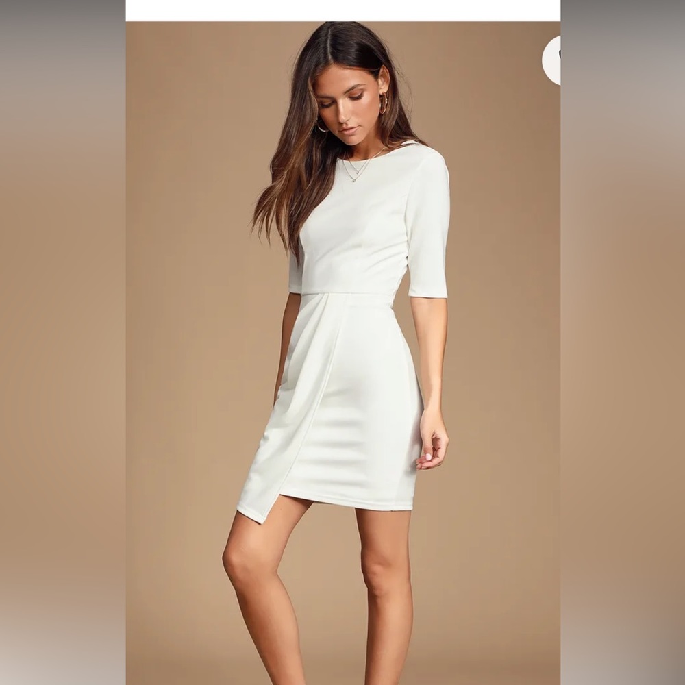 Lulu’s Westwood White Half Sleeve Sheath Dress